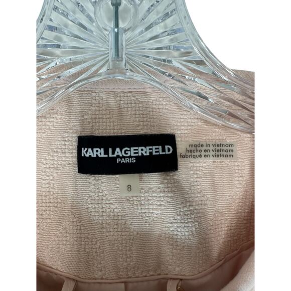 Karl Lagerfeld Pink Bright Dressy Work Office Full Zip Jacket Blazer Size 8 - Picture 2 of 14